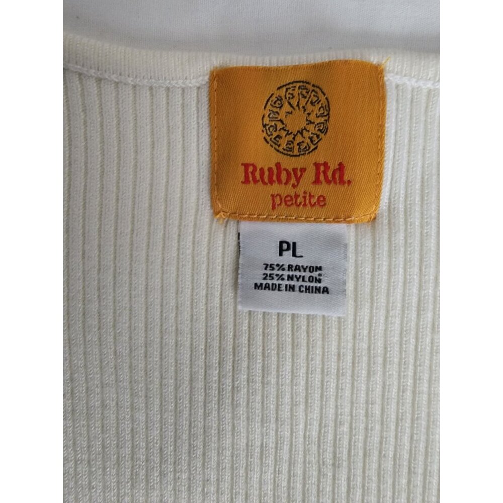 Rudy Rd. Green Yellow Crystal Embellished Knit Tank White Women's Petite Size PL - Picture 6 of 9